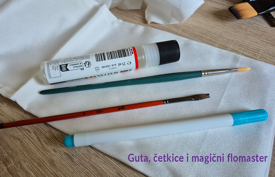 Guta, četkice i magični flomaster za slikanje na svili